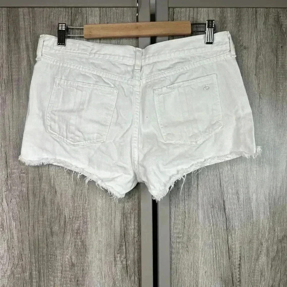 Rag & Bone Denim Shorts Sz 28 White Cotton Tencel Short Fringe Cut-off - Picture 3 of 6